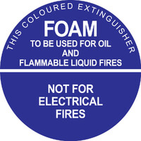 Foam Fire Extinguisher ID Sign Vinyl Sticker 190 x 190mm