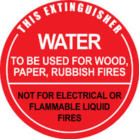 Water Fire Extinguisher ID Sign PVC Plastic 190 x 190mm