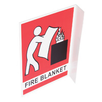 Fire Blanket Location Sign PVC Plastic 225 x 150mm Angled Small