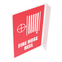Fire Hose Reel Location Sign PVC Plastic 225 x 150mm Angled Small
