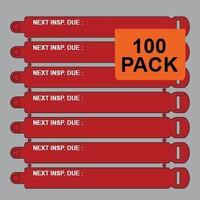 JTAGZ 95mm WrapStrap Next Inspection Due Tags (RED) | PACK OF 100