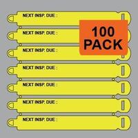 JTAGZ 95mm WrapStrap Next Inspection Due Tags (YELLOW) | PACK OF 100