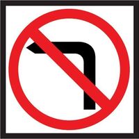 No Left Turn w/Pictograph 450mm x 300mm Sign Non Reflective Metal