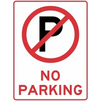 No Parking Sign W/ Pictograph Red Writing