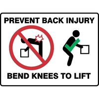 Prevent Back Injury Sign W/Picto
