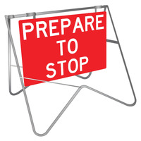PREPARE TO STOP 600 x 600mm Non Reflective Sign w/ Swing Stand