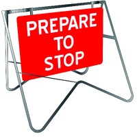 PREPARE TO STOP 900 x 600mm Class 1 Reflective Sign w/ Swing Stand