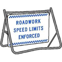 ROADWORK SPEED LIMITS ENFORCED (600 x 600mm) Non Reflective Metal Sign w/ Swing Stand