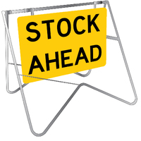STOCK AHEAD Non Reflective Metal Sign w/ Swing Stand  (Size 600 x 600mm)