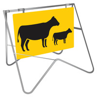 STOCK AHEAD PICTO  Non Reflective Metal Sign w/ Swing Stand (Size 600 x 600mm)