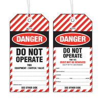 DANGER DO NOT OPERATE Lockout Tag Weatherproof Tearproof Plastic (PACK OF 25)