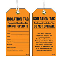 ISOLATION Lockout Tag Weatherproof Tearproof Plastic (PACK OF 25)
