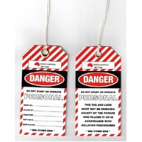 DANGER DO NOT START PERSONAL Lockout Tag Weatherproof Tearproof Plastic (PACK OF 25)