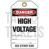DANGER HIGH VOLTAGE Lockout Tag Heavy Duty PVC Plastic (PACK OF 10)