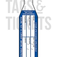 Electrical Test Tag Cricket Bat Style 180 x 30mm Blue (PACK OF 100)
