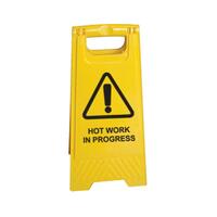 GLOBAL SPILL A-Frame Yellow Floor Sign Hot Work in Progress (ECONOMY)