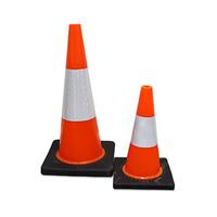 GLOBAL SPILL Traffic Cone Orange 450mm w/ Reflective Tape and Black Base (PACK OF 10)