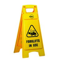 A-Frame Yellow Floor Sign Forklifts In Use (PREMIUM)