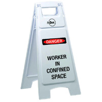 A-Frame White Floor Sign Danger Worker In Confined Space (PREMIUM)