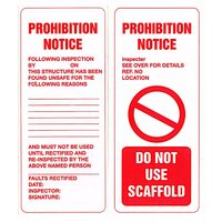 Prohibition Notice Scaffold Tag