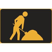 SYMBOLIC WORKER/DIGGER Night Non Reflective Metal Sign w/ Swing Stand (600 x 600mm)