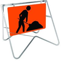 SYMBOLIC WORKER/DIGGER Class 1 Reflective Metal Sign w/ Swing Stand  (900 x 600mm)
