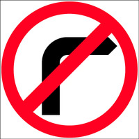 No Right Turn w/Pictograph 600 x 600mm Sign Class 1 Reflective Corflute