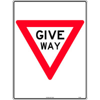 GIVE WAY Non Reflective 600mm x 450mm Metal Sign