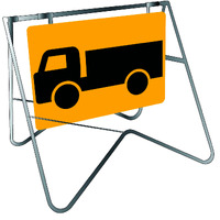 TRUCK PICTO Non Reflective Metal Sign w/ Swing Stand (Size 600 x 600mm)