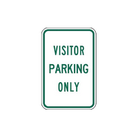 VISITOR PARKING ONLY 450mm x 300mm Green on White Metal Sign