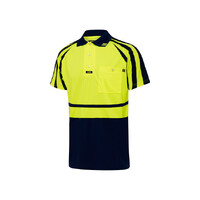 VISITEC Vortex Microfibre Polo Shirt Short Sleeve - Yellow/Navy