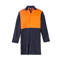 WORKCRAFT 2Tone Hi-Vis Poly/Cotton Dustcoat - Orange/Navy