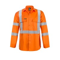 WORKCRAFT Cotton Drill Reflective Shirt Rail Work (ORANGE)