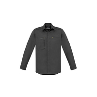 SYZMIK STREETWORX Mens Long Sleeve Stretch Shirt - Charcoal, M