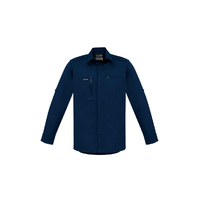 SYZMIK STREETWORX Mens Long Sleeve Stretch Shirt - Navy, XL